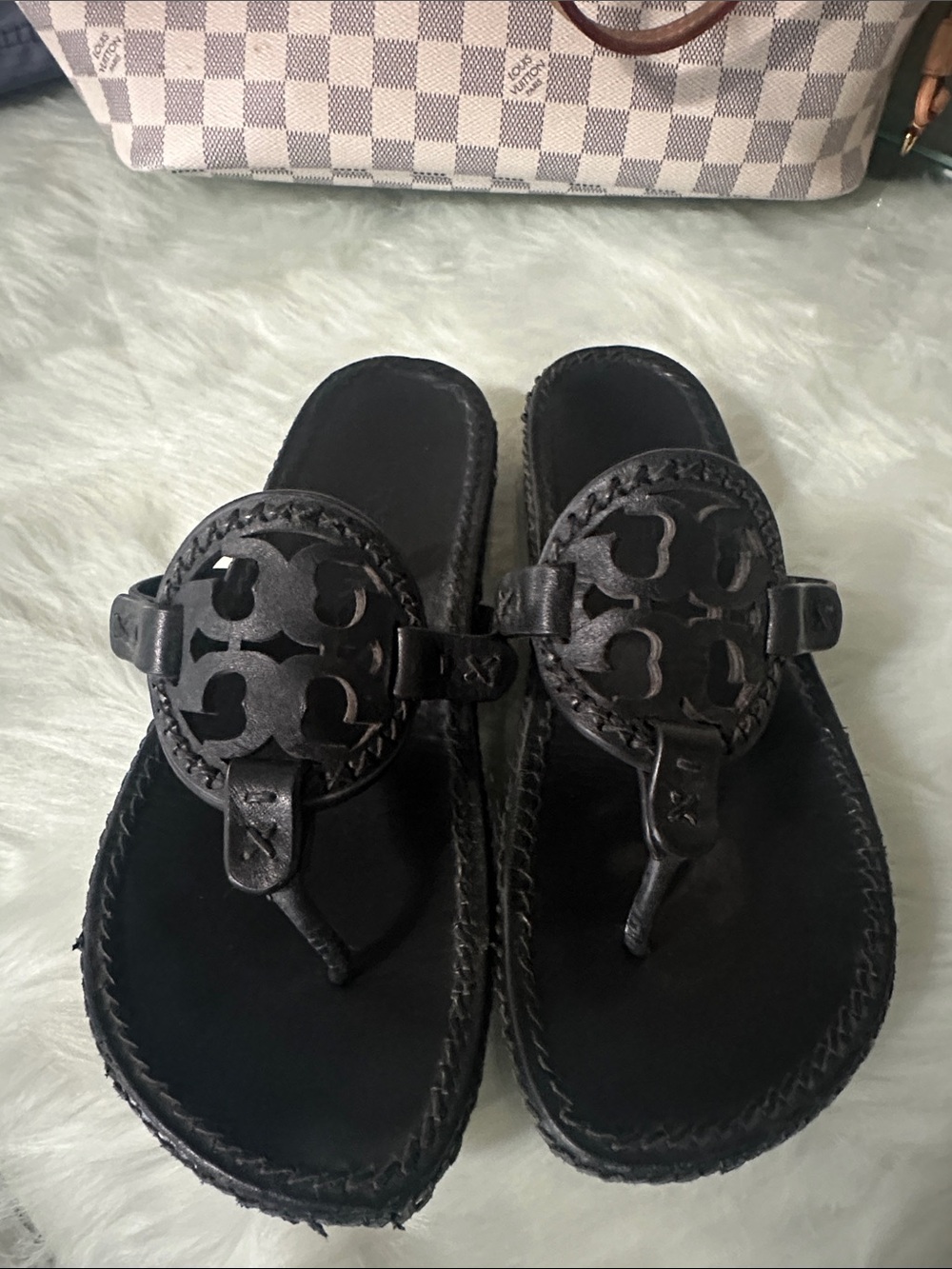 Tory Burch Black Leather Millers Thong Sandals